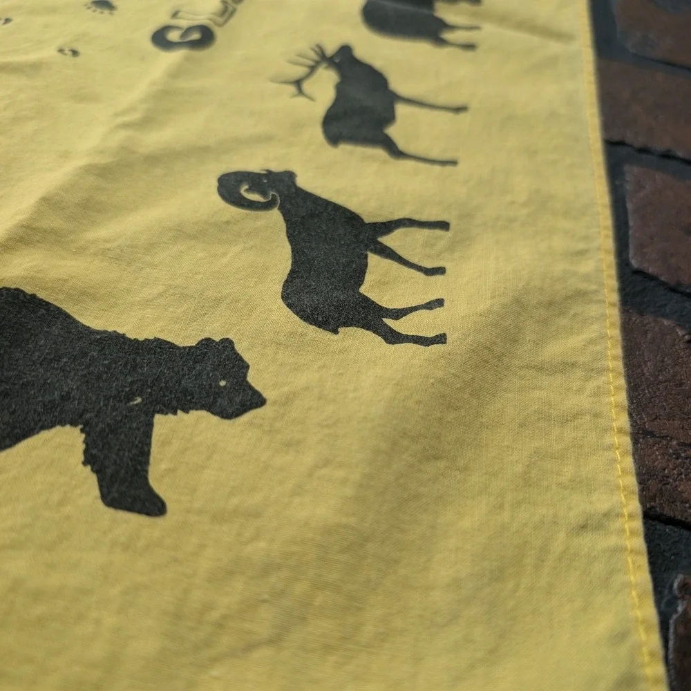 Vintage 1992 Konya Designs Glacier National Park Yellow Cotton Bandana Scarf
